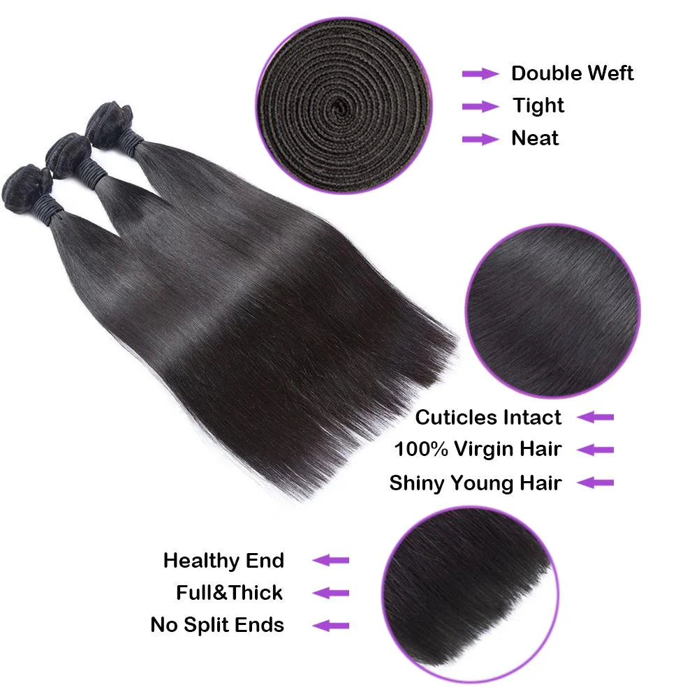 ESQ10A Straight Hair bundles human hair 10"to14" 3 pack